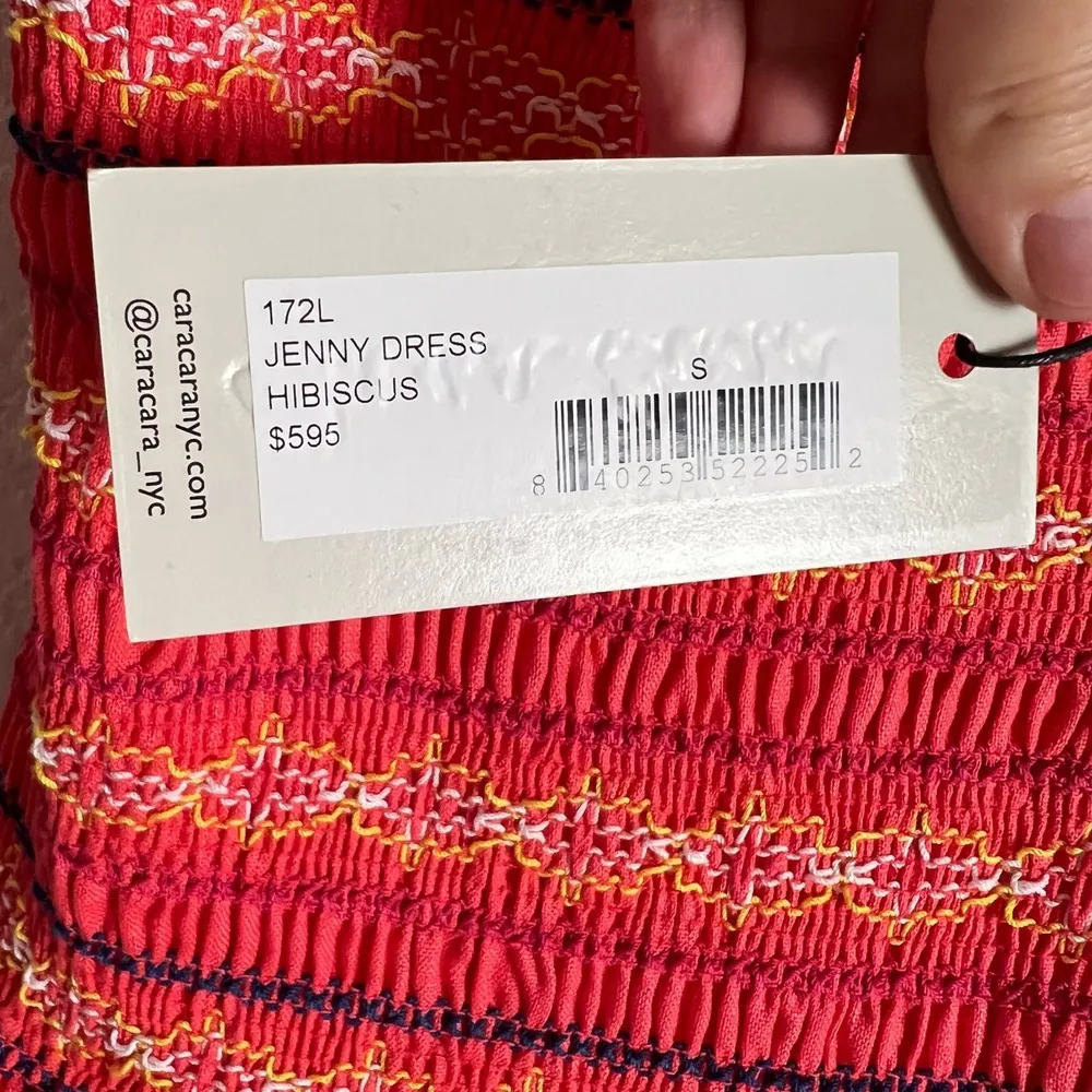 Cara Cara NYC Jenny Hibiscus Linen Smocked Tie Shoulder Midi Dress Size S - Image 15