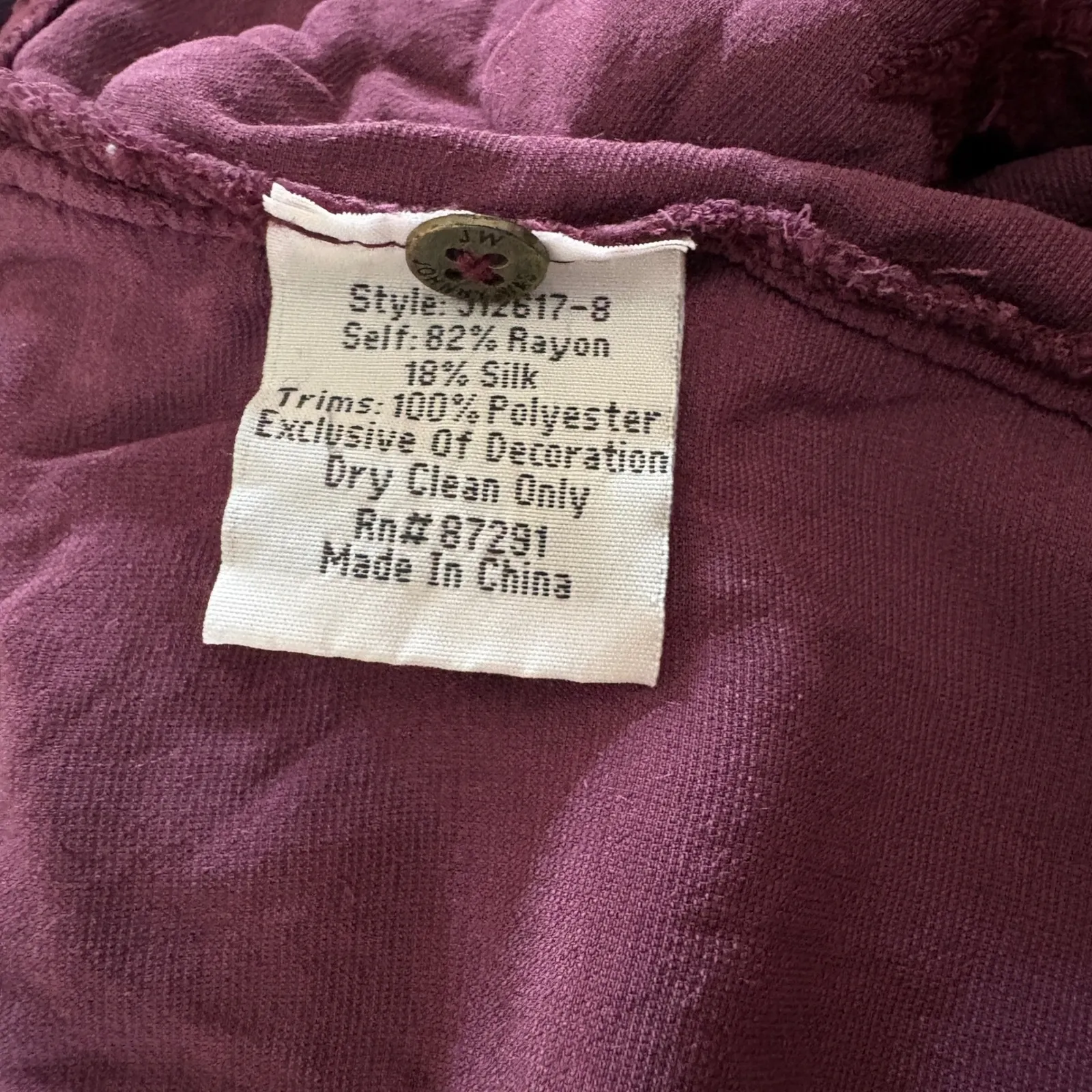 Johnny Was Roberta Velvet Smock Shirt Burgundy Embroidered Goth Boho Size Medium - Image 6