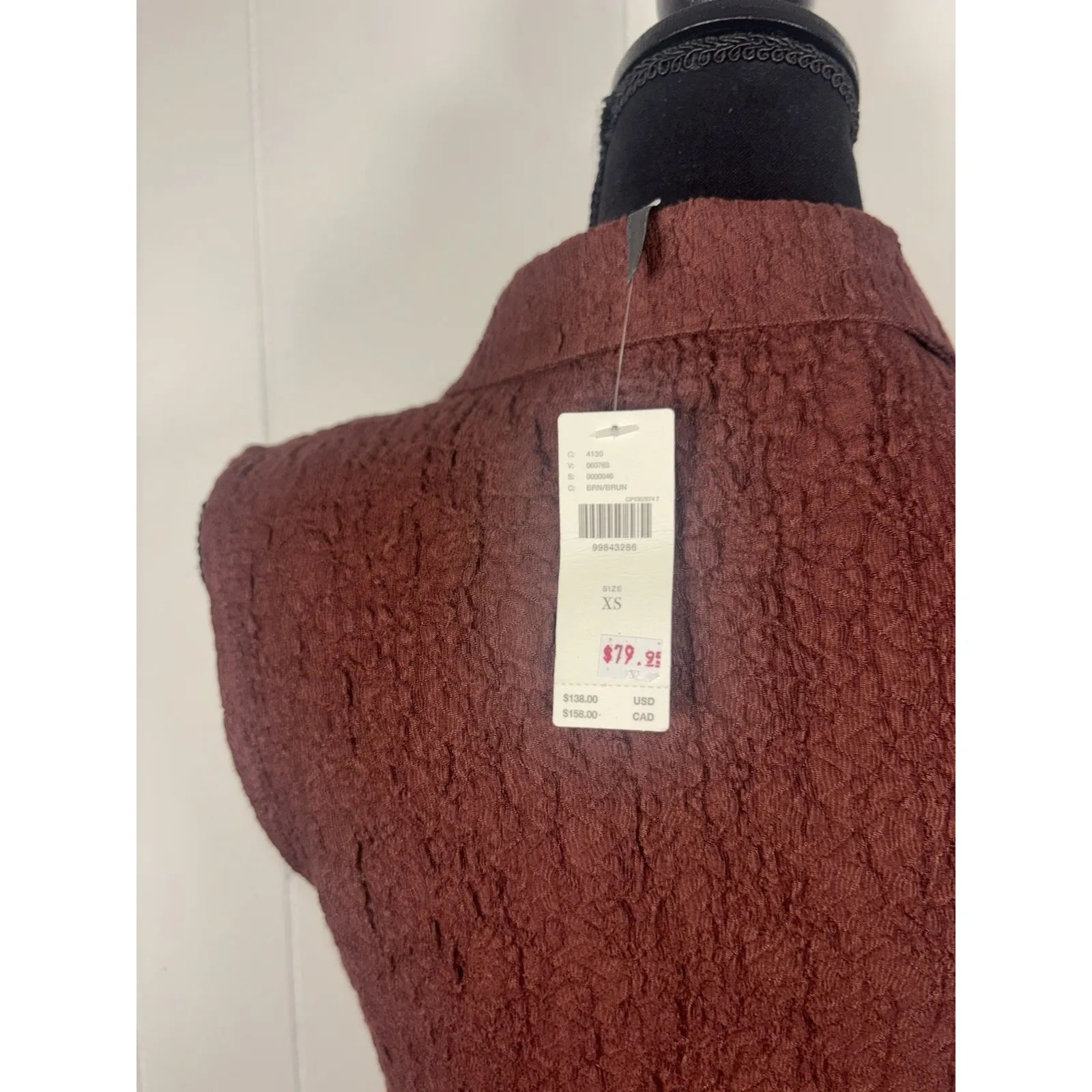 athropologie sleeveless textured mini shirt dress brown NWT‎ Liner Collared Xs - Image 3