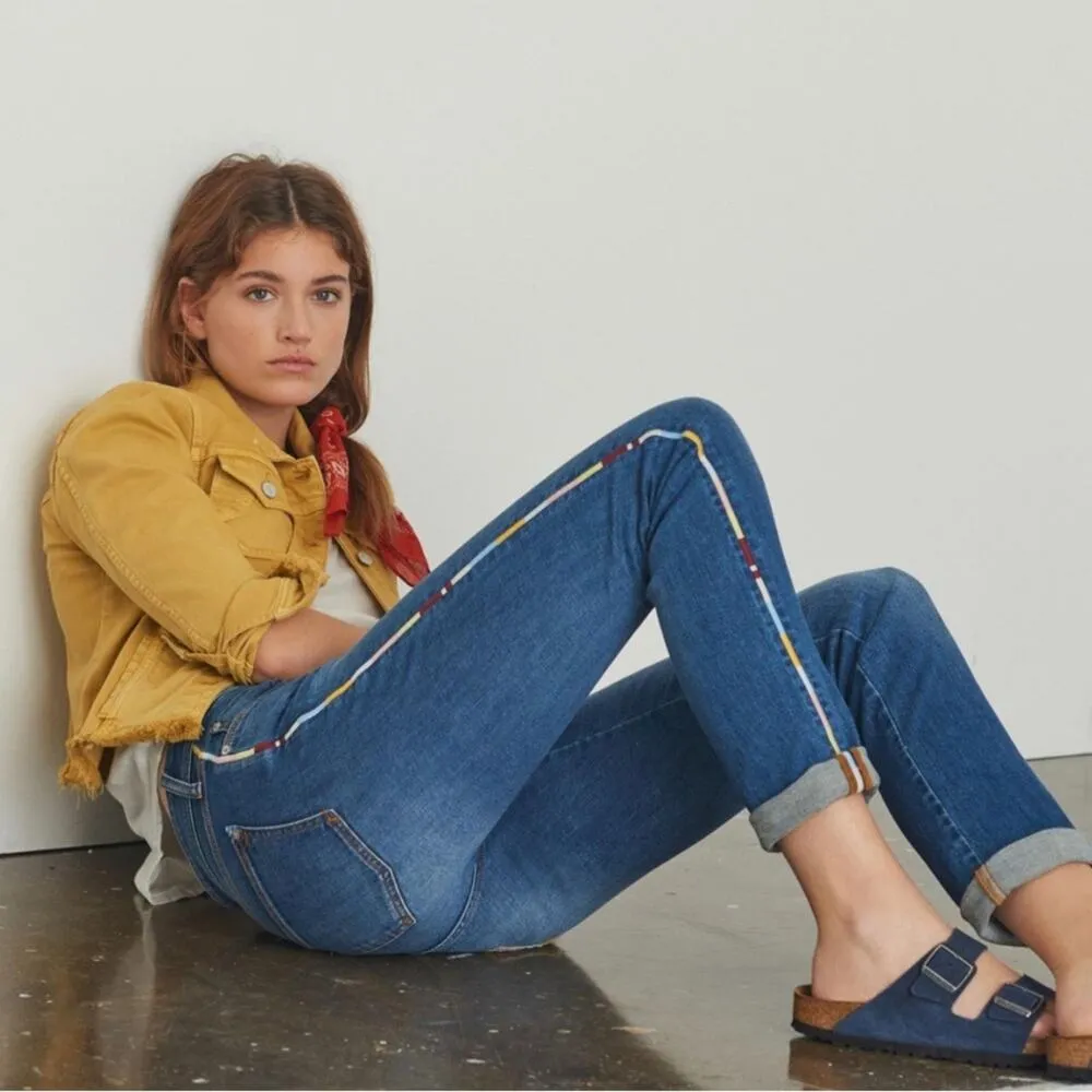 Anthropologie Pilcro Embroidered Slim Boyfriend Crop Cropped Stretch Jeans 28 - Image 6