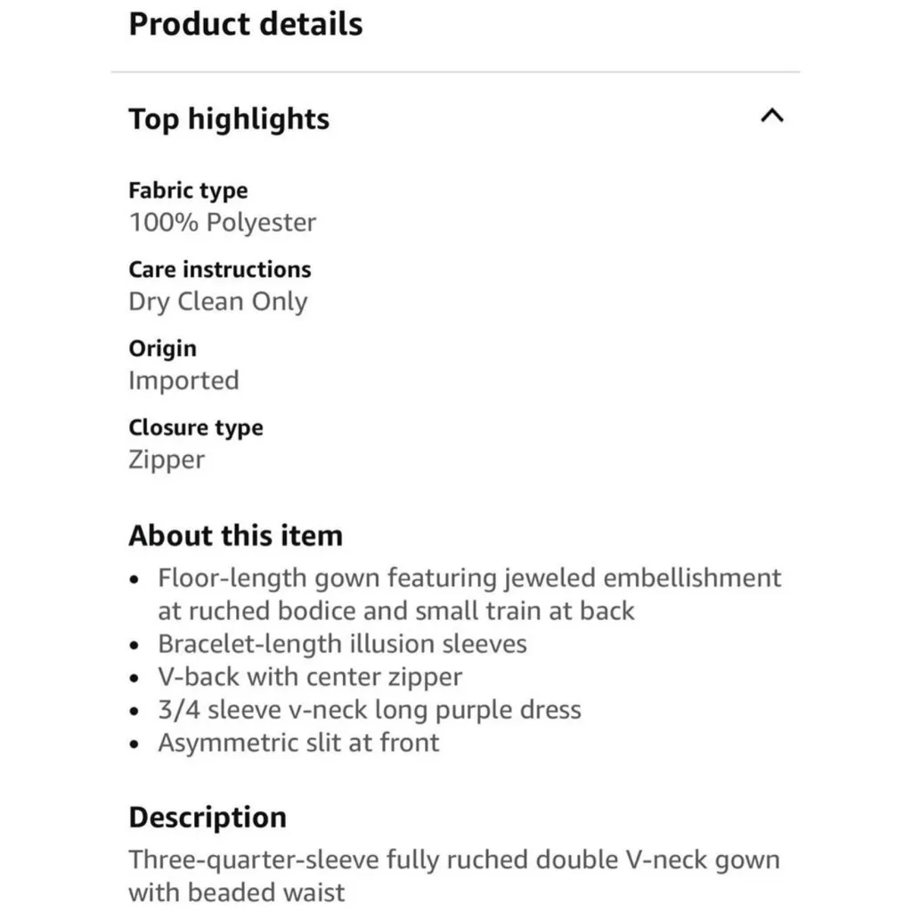 Adrianna Papell Aubergine Embellished 3/4 Sleeve Ruched Formal Gown Size 8 - Image 6