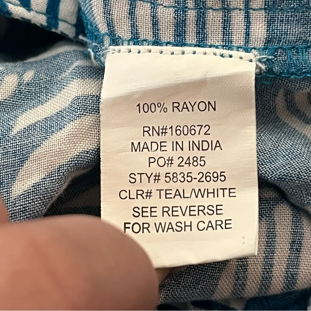 Blue Island Strapless Wide Leg Jumpsuit Tie Back Floral Print Teal/White M - Image 5