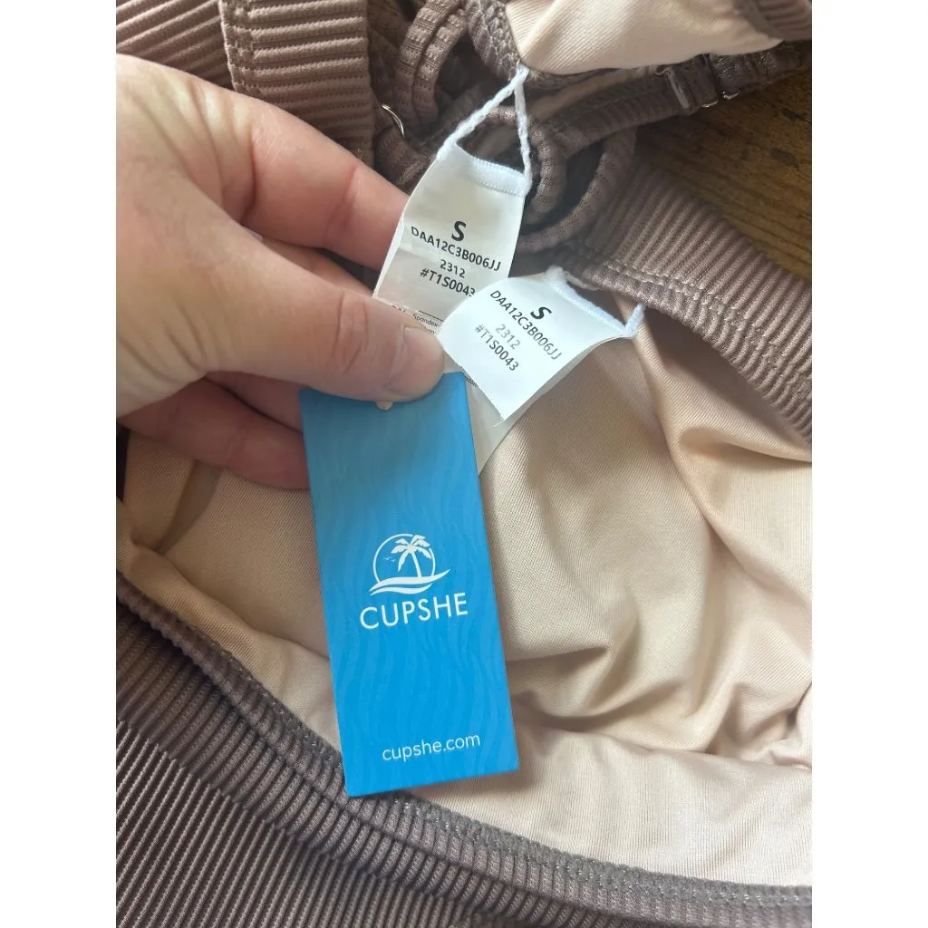 NWT Cupshe Brown Ribbed Bikini Set - Image 6