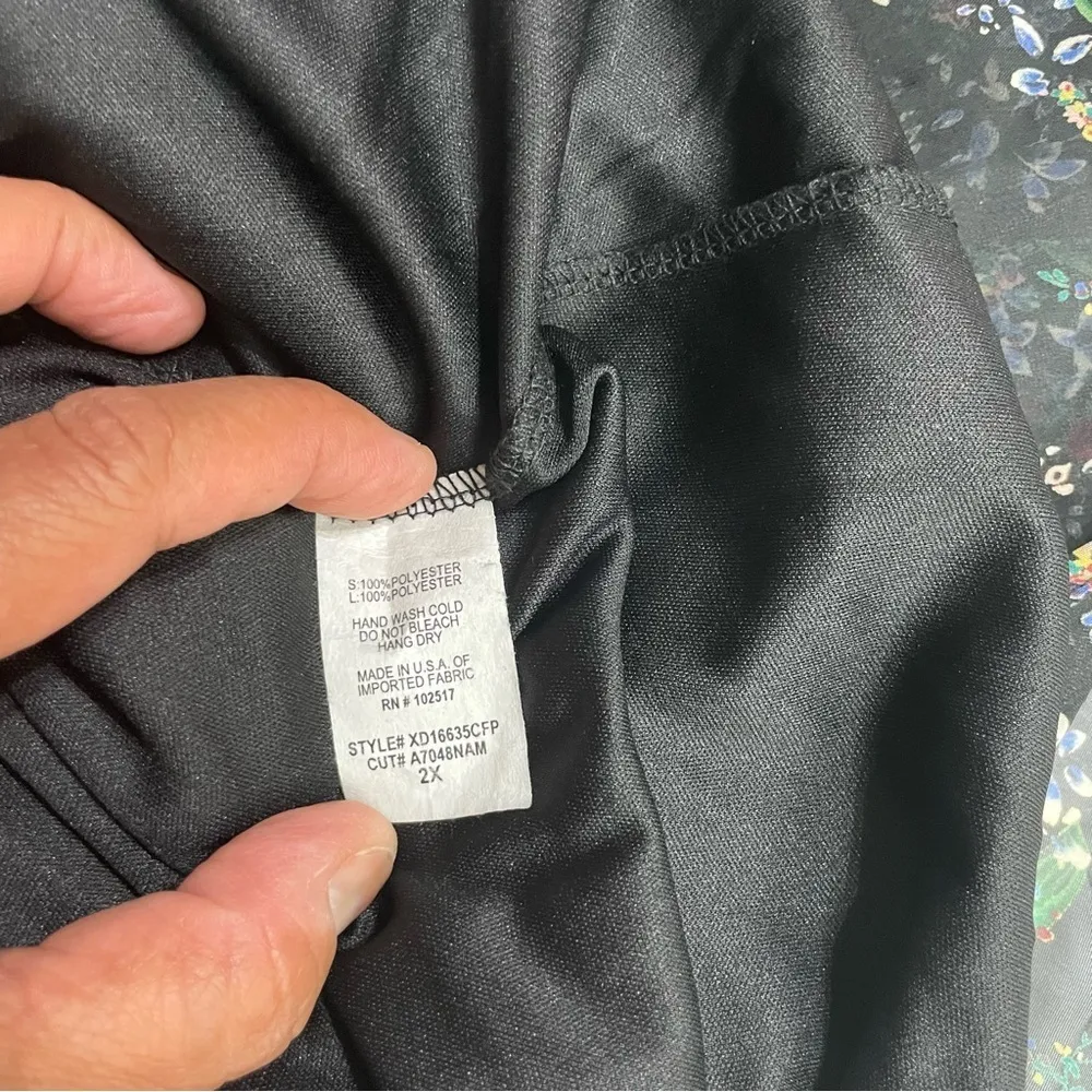 Soprano Black Floral Faux Chiffon Ruffle off the shoulder Dress Womens 2XL - Image 9