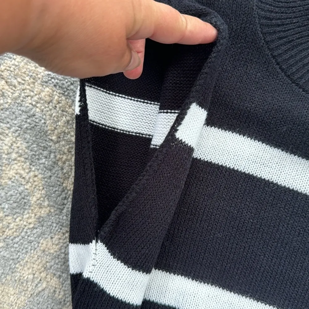 Vintage A’Milano Striped Cardigan/Sleeveless Mockneck Sweater Black White Medium - Image 10