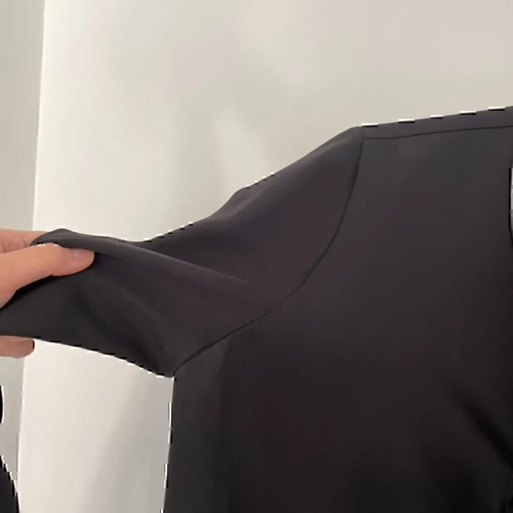 NIC+ZOE NIC ZOE Trimmed Tone Blouse Black Vegan Leather Trim V-Neck Long Sleeve - Image 11