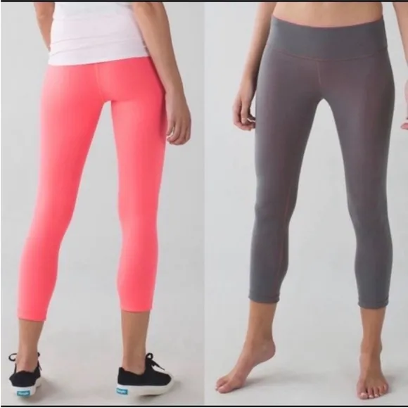 Lululemon Wunder Under Crop II Reversible Grapefruit/Slate 8 - Image 2