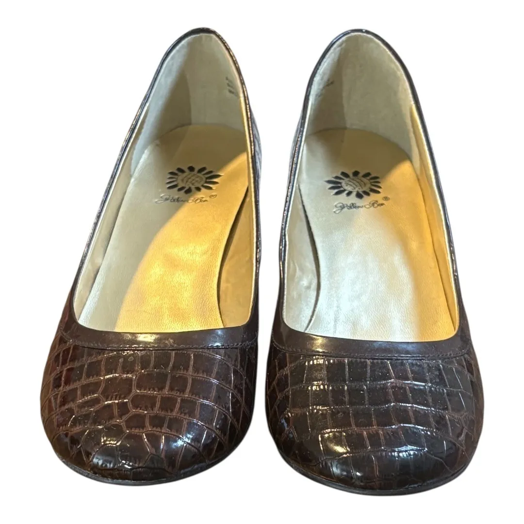 Yellow Box Austin Brown Croc Embossed Leather Heel‎ Pumps Size 7.5 - Image 7
