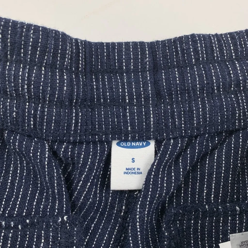 Old Navy Dark Blue Pinstripe Linen Blend Pull On Shorts S - Image 3