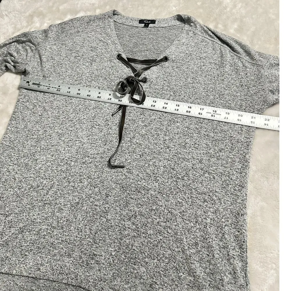 Rails‎ Leigh Pullover Sweater Women's Small Gray Long Sleeve Lace Up Front - Image 9