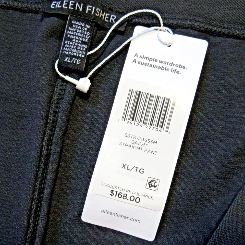 NWT Eileen Fisher Straight Ankle in Graphite Washable Stretch Crepe Pants XL - Image 4