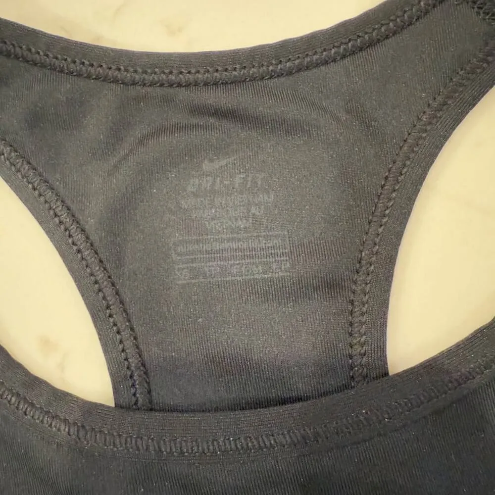 Nike Dri Fit Racerback Sports Bra Women’s Size XS Black Swoosh Logo Activewear - Image 3
