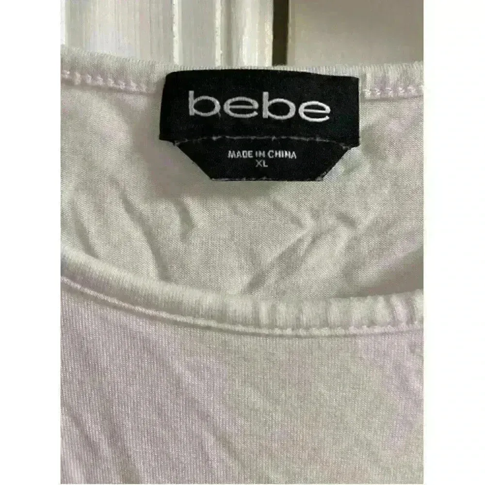 BEBE WHITE short sleeve‎ cold shoulder top  XL - Image 4
