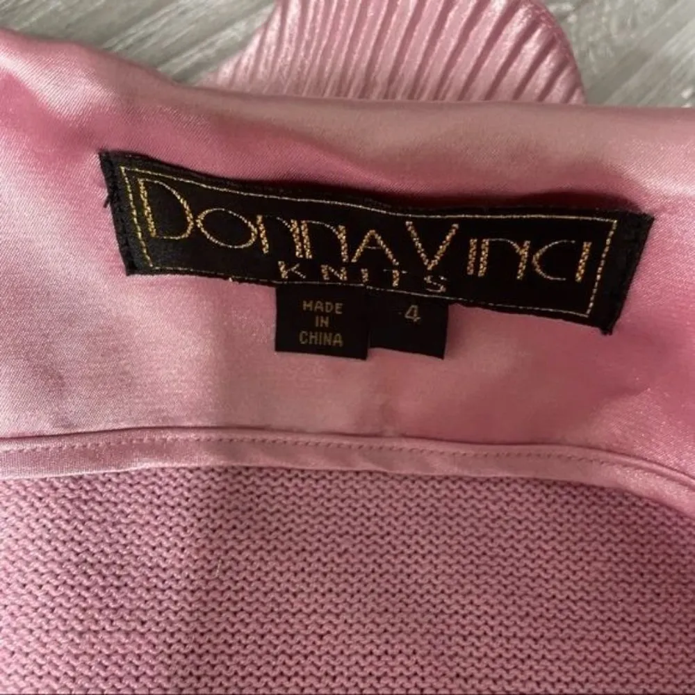 donna vinci knits gem pink sweater cardigan long sleeve ruffle collar gem closur Silver - Image 5