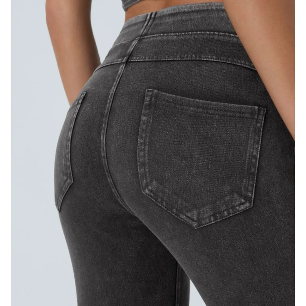 NWT Halara Flex High Waisted Pocket Denim Capri Casual Leggings size M jegging - Image 5