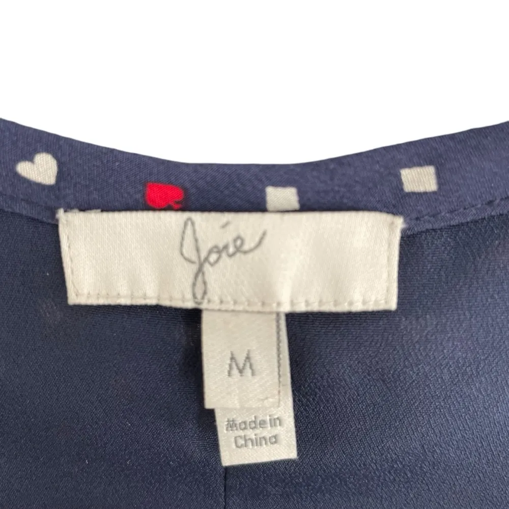 Joie Silk Navy Sleeveless Dress Sccop Neck Racerback Playing Cards Hearts Spades - Image 3