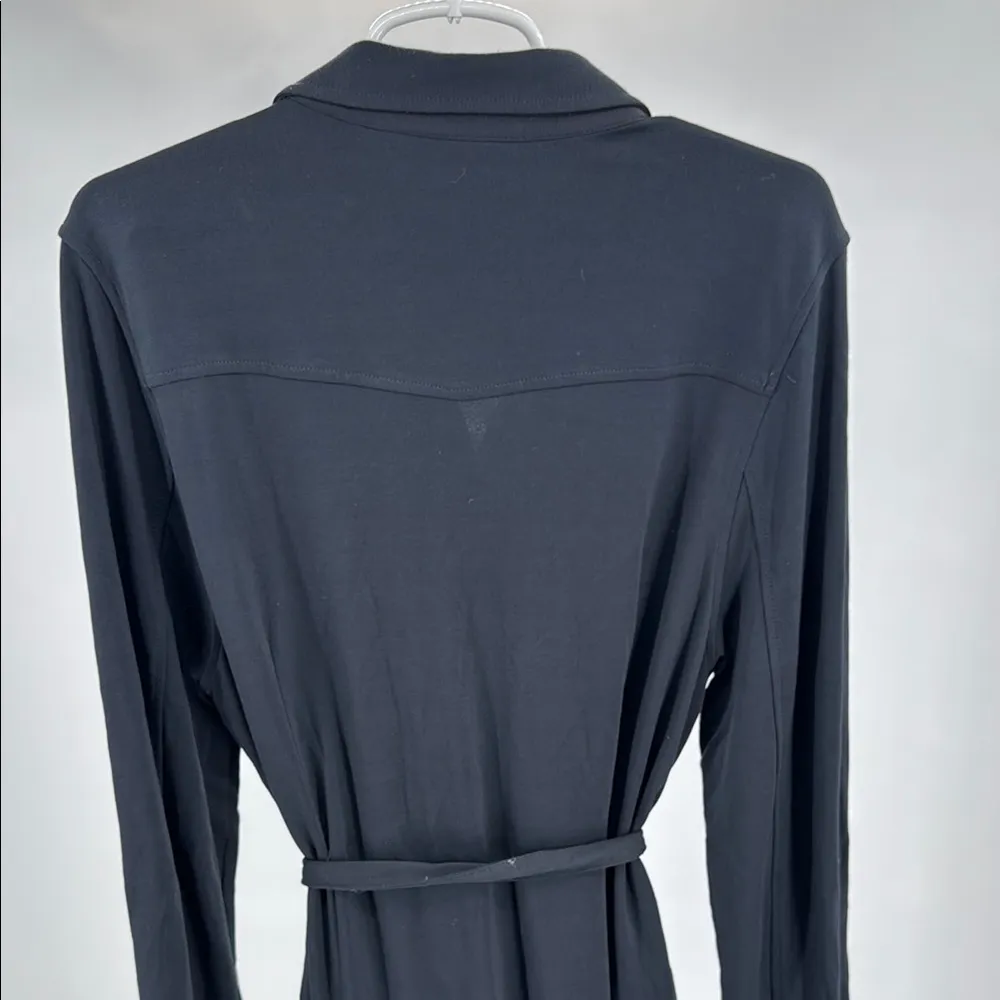 Soft Surroundings Black button front pockets tie waist Maxi Dress XL knit soft - Image 3