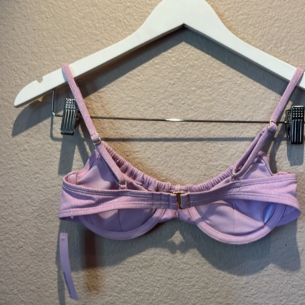 New  Women’s Shirred Bikini Top Light Purple Sparkle Size XXS NWT - Image 7