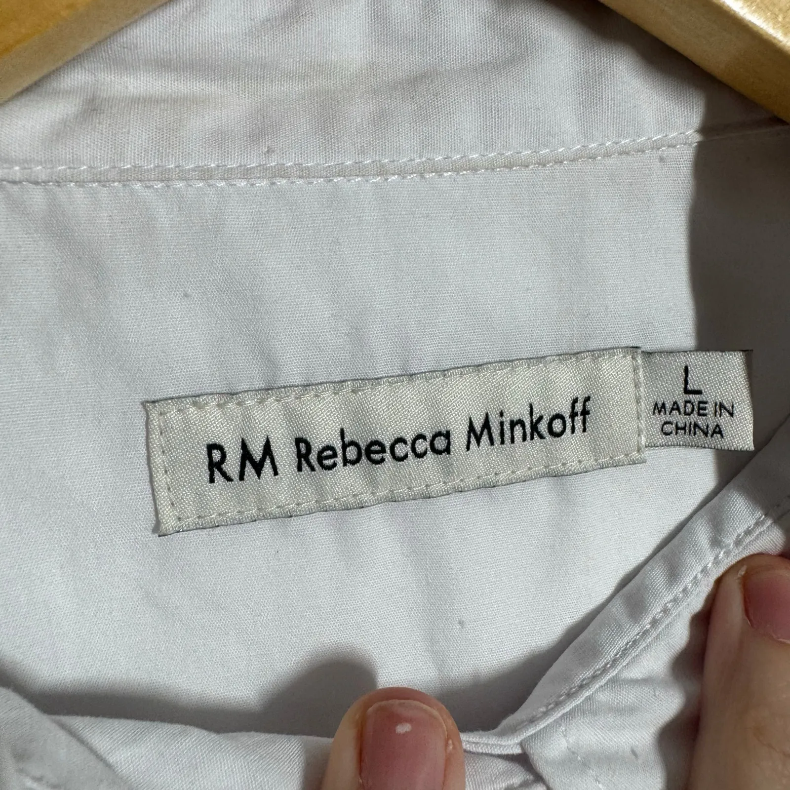 RM Rebecca Minkoff Button Up Blouse Top Women L White Relaxed Capsule Wardrobe - Image 5