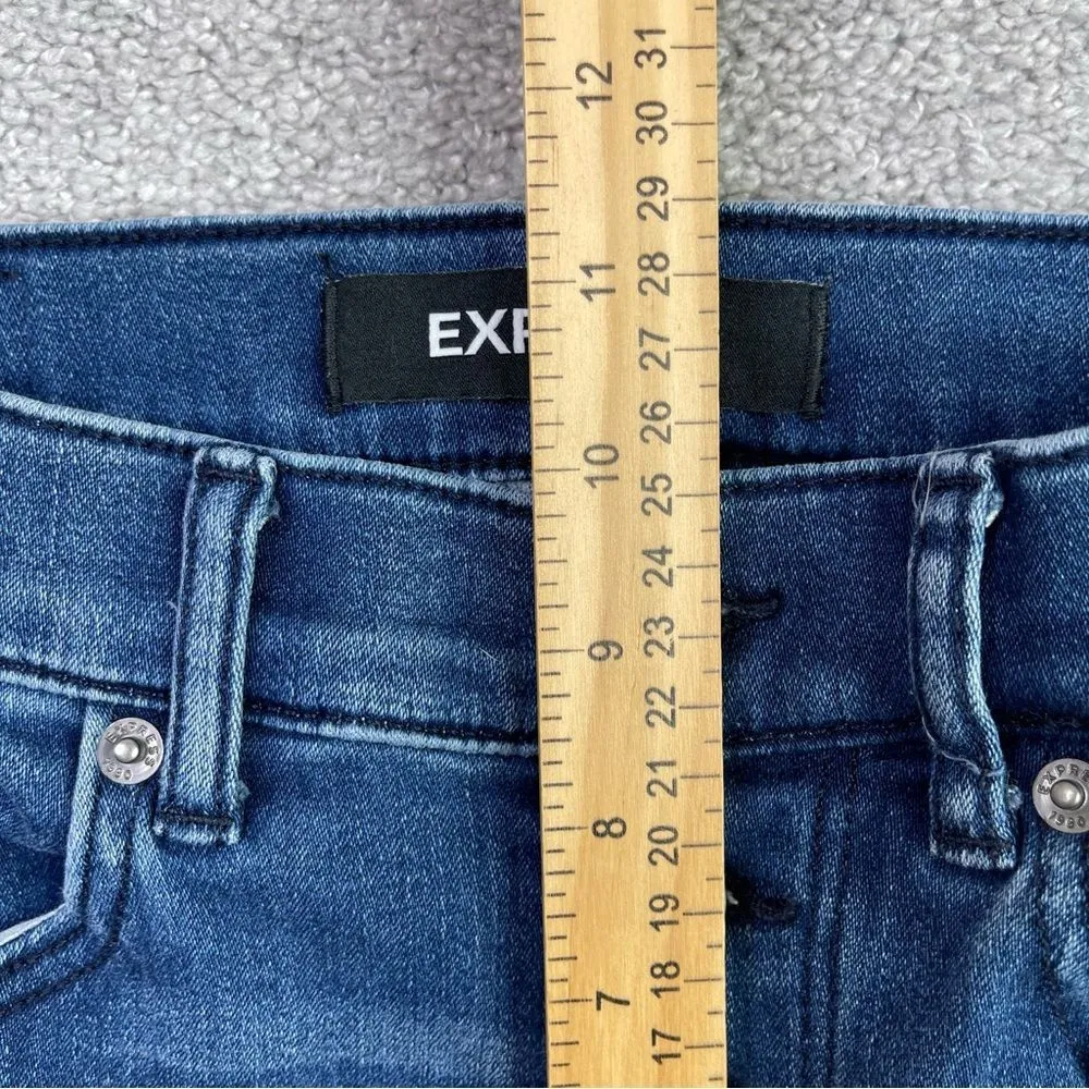Express Jeans Women’s 4 Short Ankle Skinny High Rise Dark Denim Stretch - Image 9