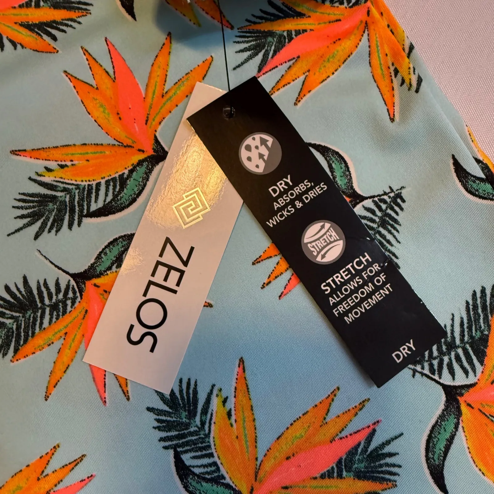 ZELOS Women XL Blue Bird‎ of Paradise Floral Print Activewear New Top Stretch # - Image 8