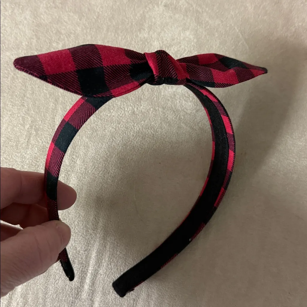 Plaid Red and Black Adult Headband - Image 4