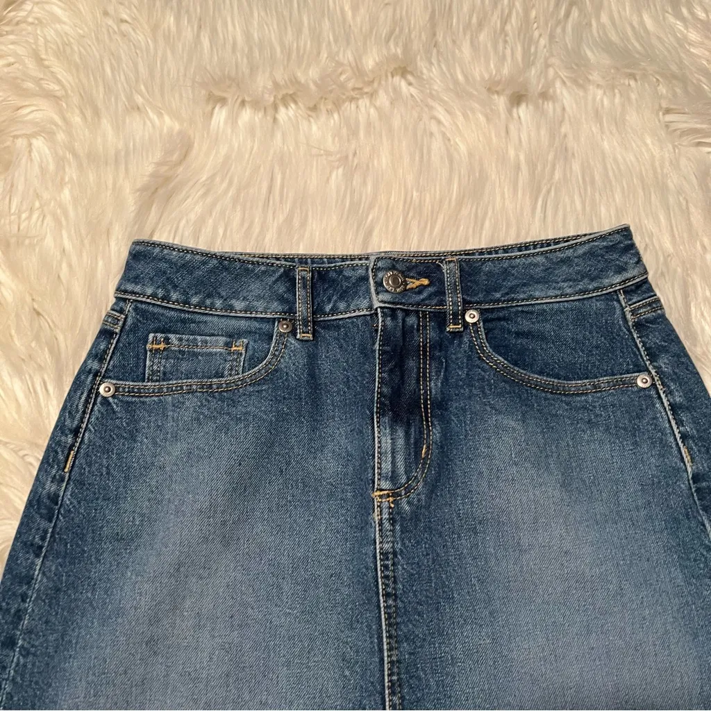 Loft Denim Mini Skirt A-Line Medium Wash 00P - Image 3