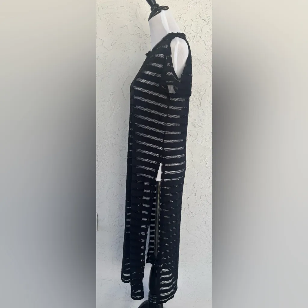Calvin Klein Black Sheer Striped Coverup - Image 2
