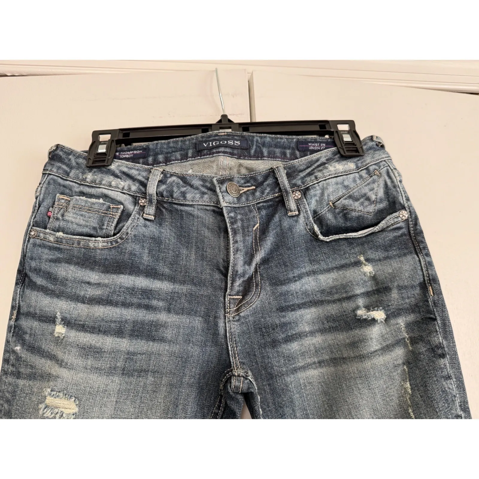 Vigoss "Tommy" Distressed Blue Denim Jeans 28 Waist | Y2K‎ Revival | Streetwear - Image 2