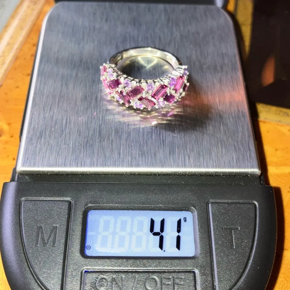 Natural Rhodolite Garnet Amethyst Sterling Silver Ring Size 7 Purple - Image 8