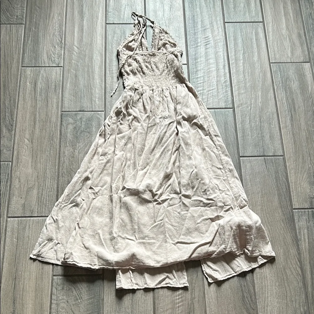 Cream Halter resort wear Sundress Tan Size M - Image 6