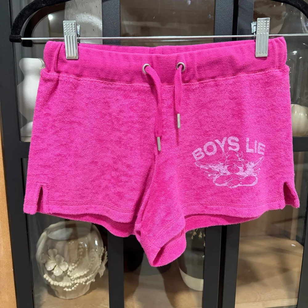 BOYS LIE terry hoodie shorts matching set barbie pink angel logo sweatshirt XS - Image 5