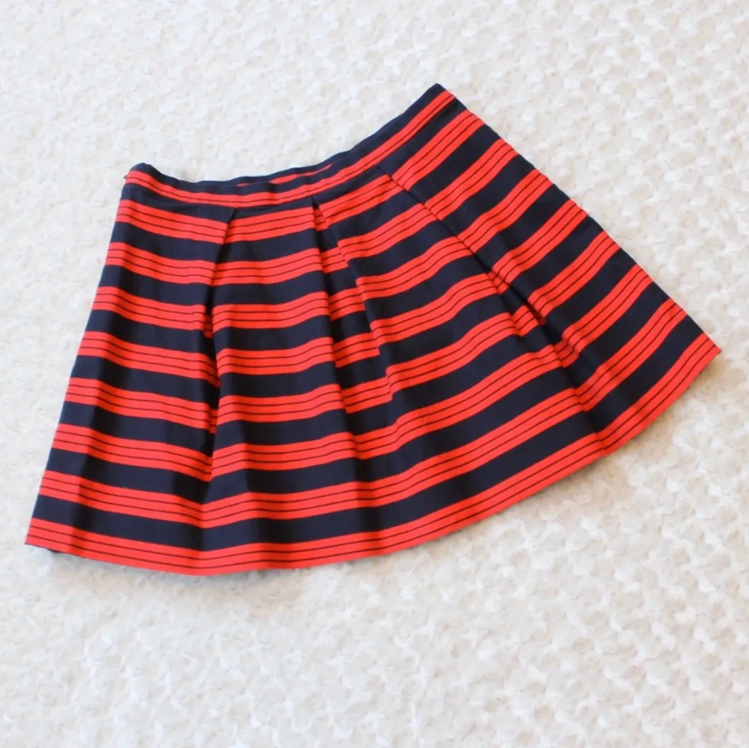Red & Navy Stripe Flirty Pleated Skirt - Image 2
