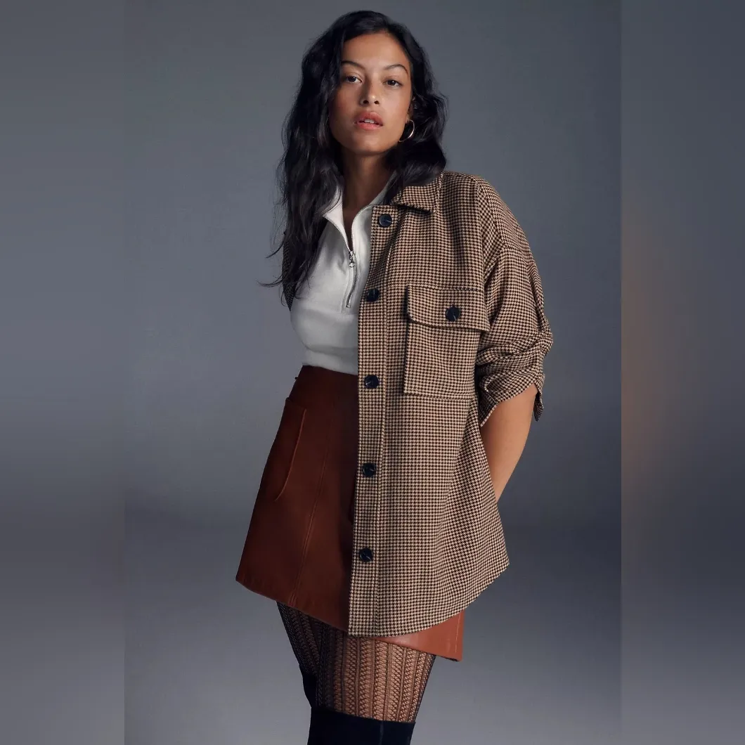 Current Air Houndstooth Printed Shirt Jacket - Image 10