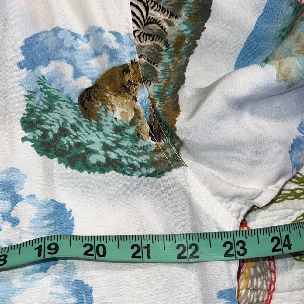 Vintage Liz Wear 90's casual button down safari animals zebra lions elephants White Size L - Image 3