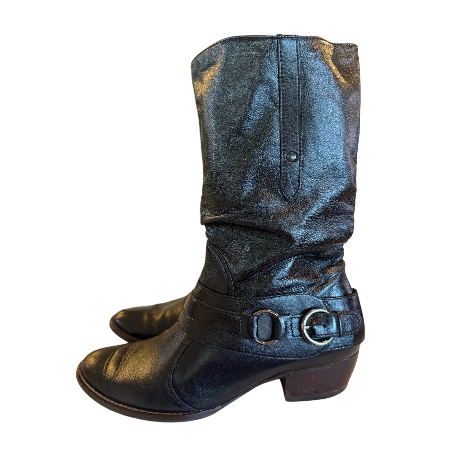 $450‎ Luxury Paul Green Austrian BLK Leather Buckle Slouchy Boots EU36 US5-5.5 - Image 5