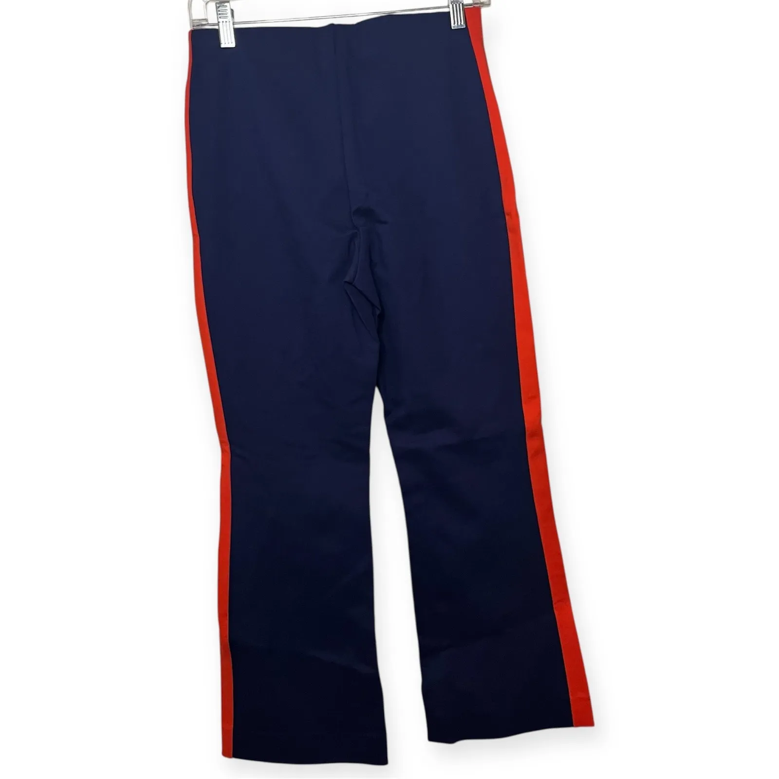 NWT Maeve Anthropologie The Margot Navy Red Side Stripe Flare Pants Sz Small Blue - Image 7