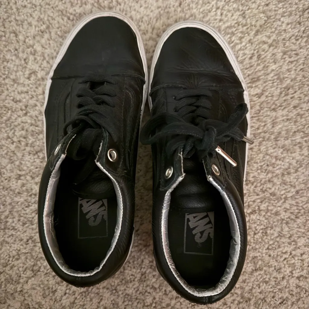 Black Leather Vans Sneakers - Image 5