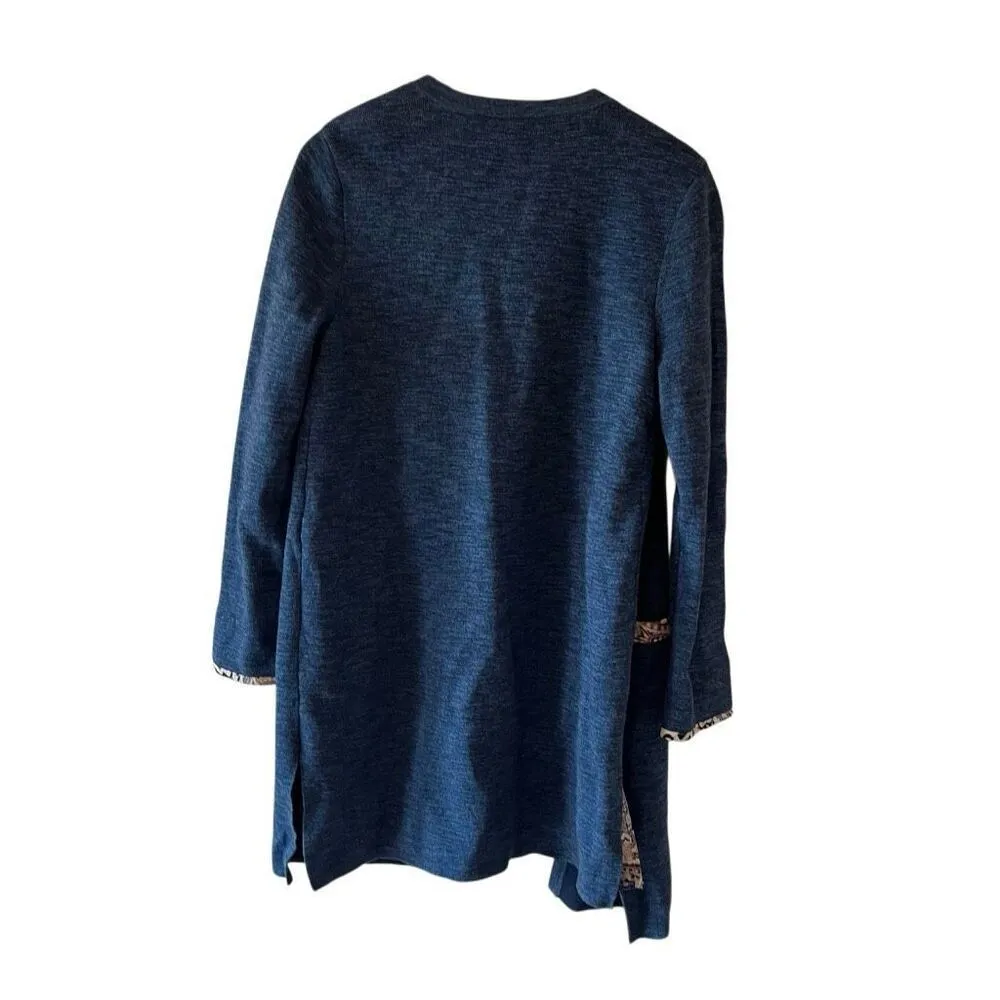 Chico’s Cardigan Leopard print paisley Size 1 women’s  medium sweater winter swe - Image 3