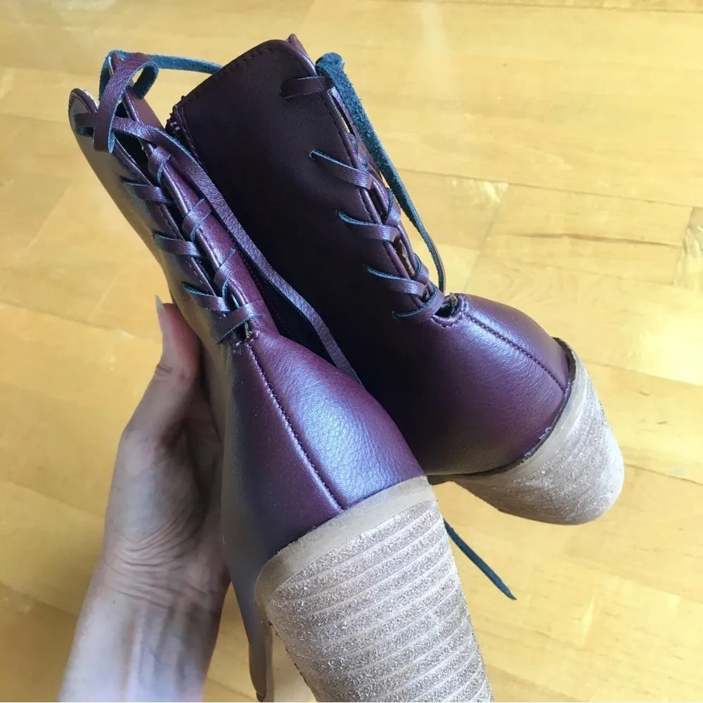 HOST PICK! Beast Fashion Side Zip, Lace Up Booties, Dark Cherry Red, 8.5 - Image 7