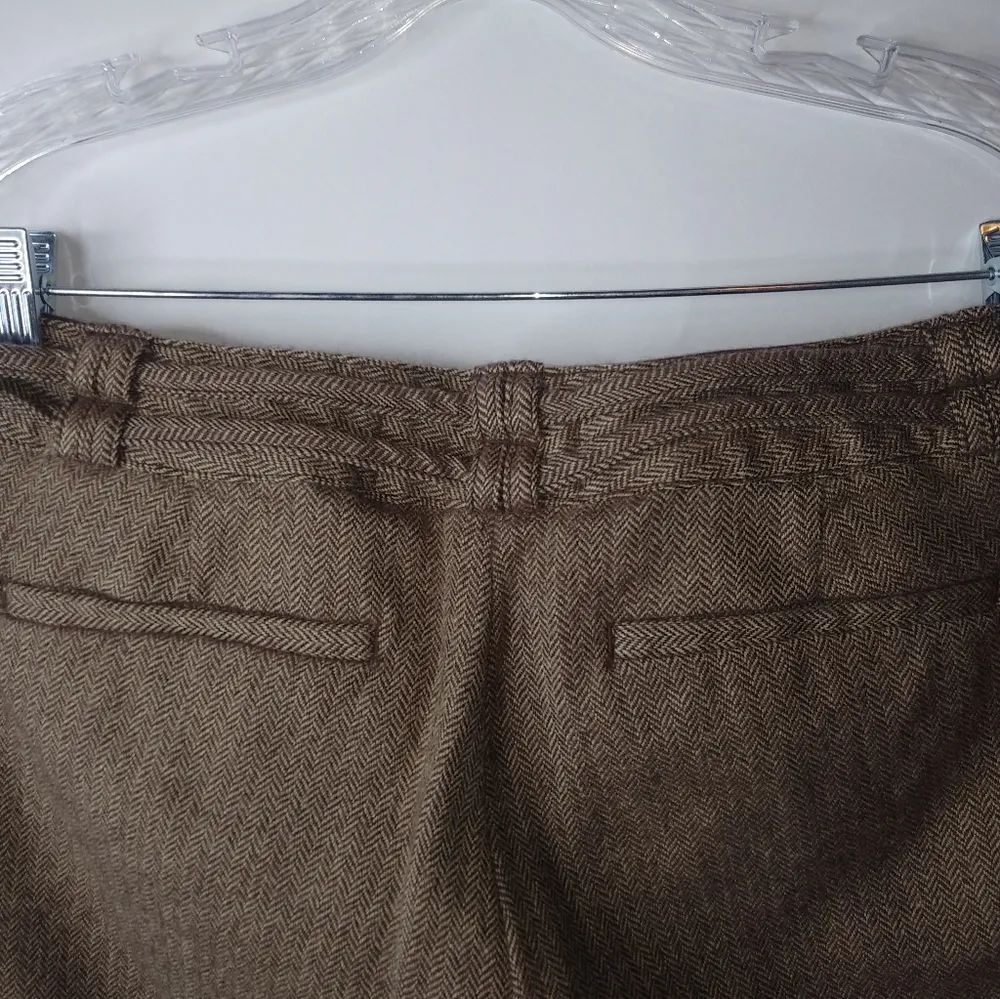 Old Navy 12R 34x29 Wool Blend Low Waisted Heringbone Brown Pants - Image 3