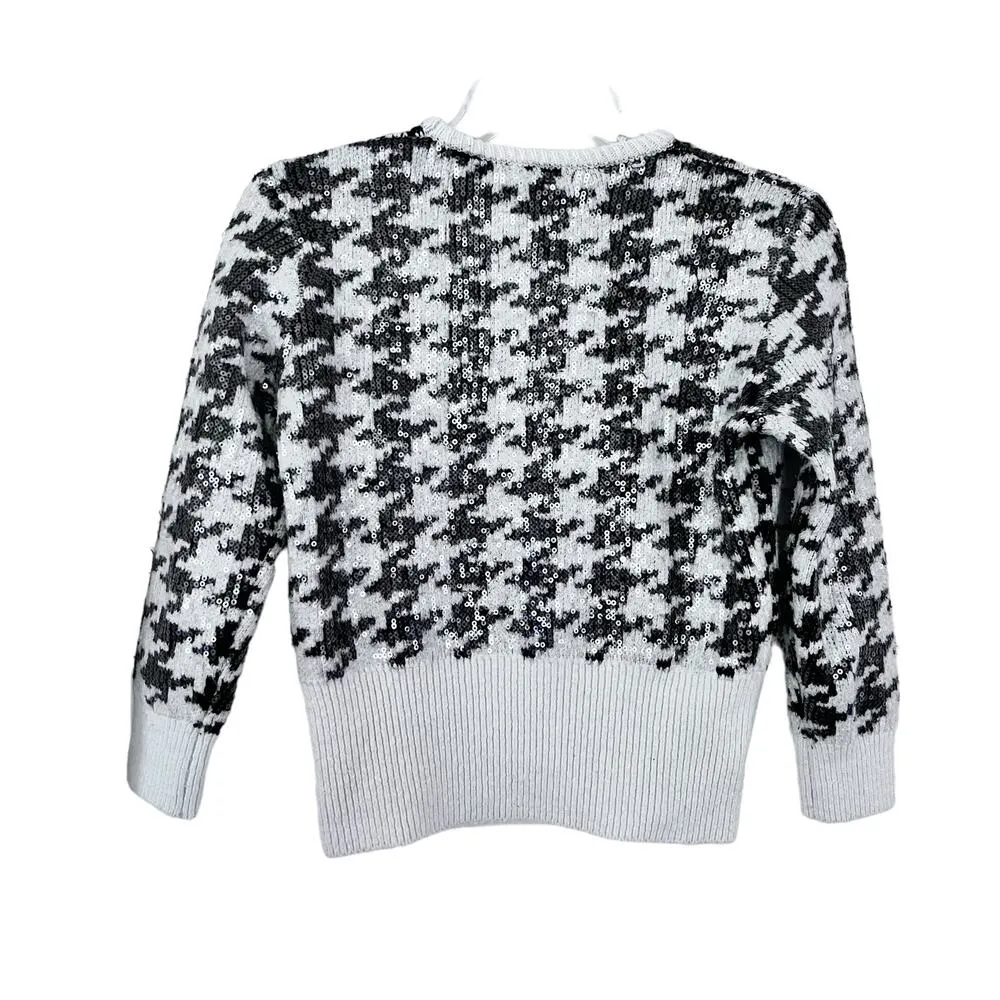 Zara white black sequence  bow knit sweater size M - Image 4