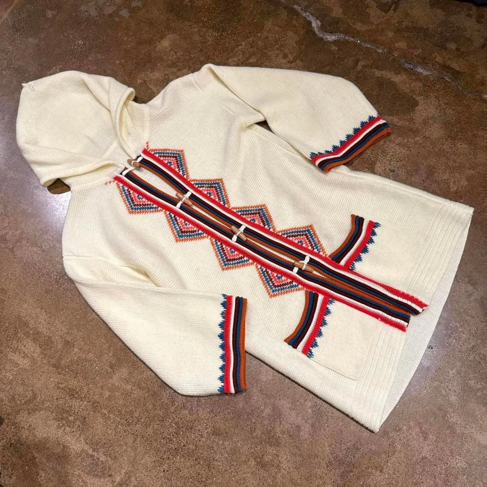 Vintage Knit Native Tribal Hooded Cardigan - Image 2