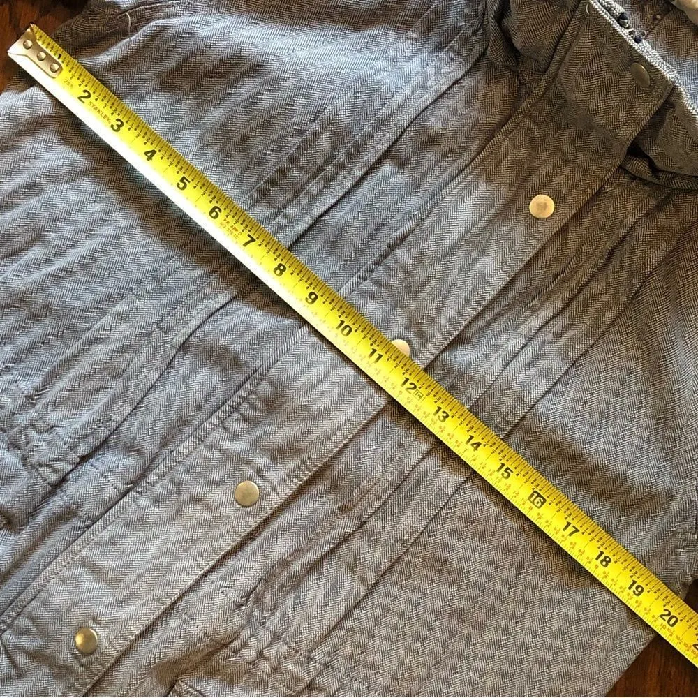 FREE PEOPLE Women’s Denim Full Zip Button Down Peacoat Multi-Pocket Jacket Sz 12 - Image 8