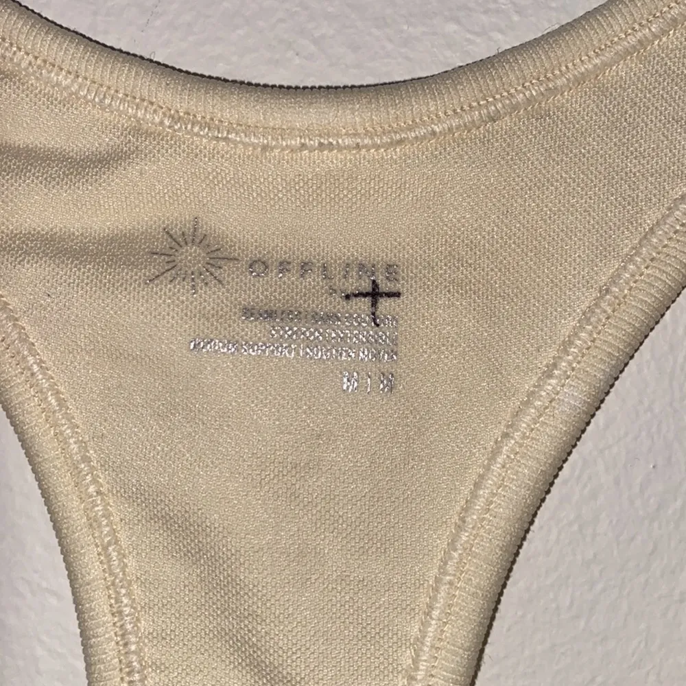 Aerie Offline Ribbed Cream Sports Bra - Image 3