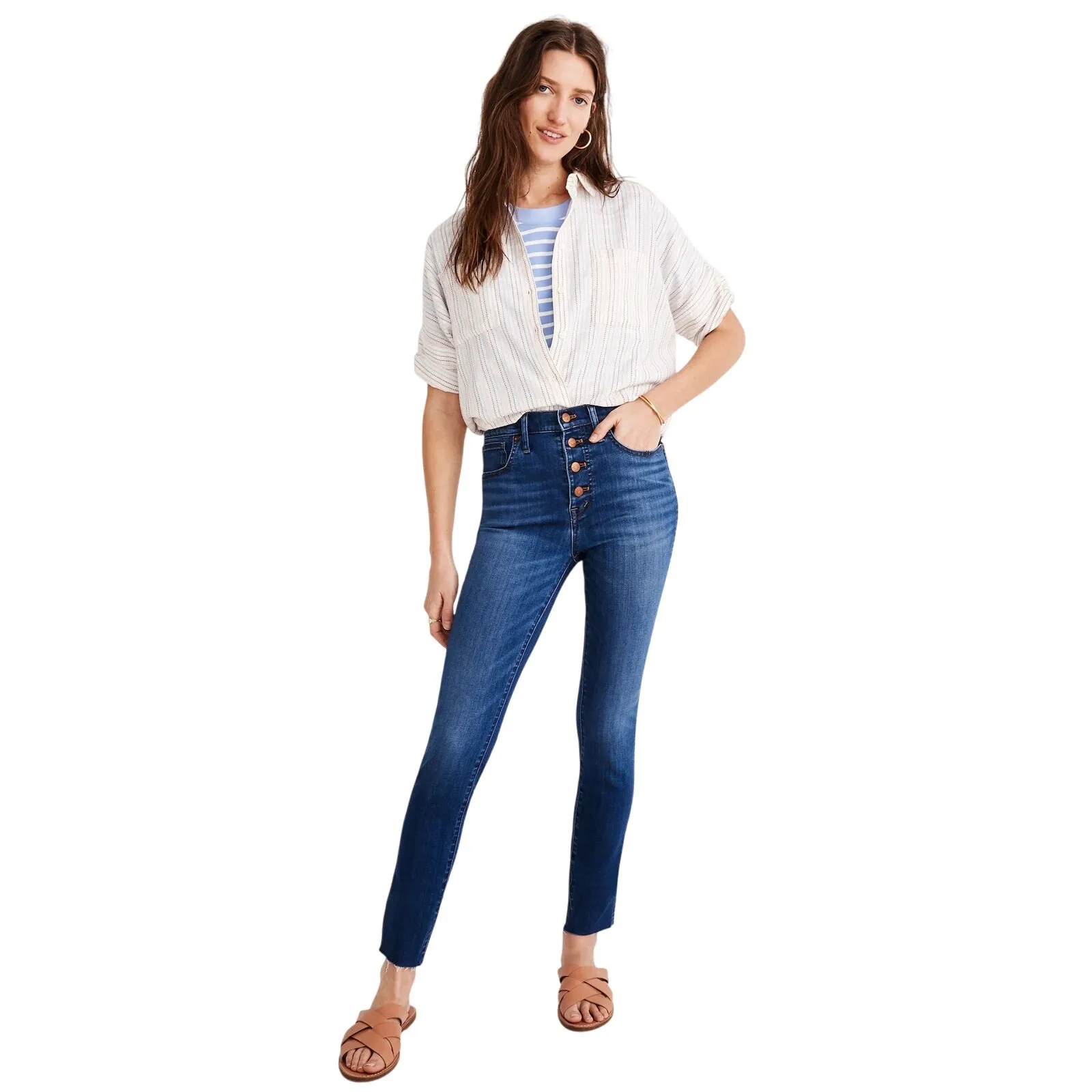 Madewell Petite 10" High-Rise Skinny Crop Jeans| Button-Front‎ TENCEL™ Denim 27P - Image 3