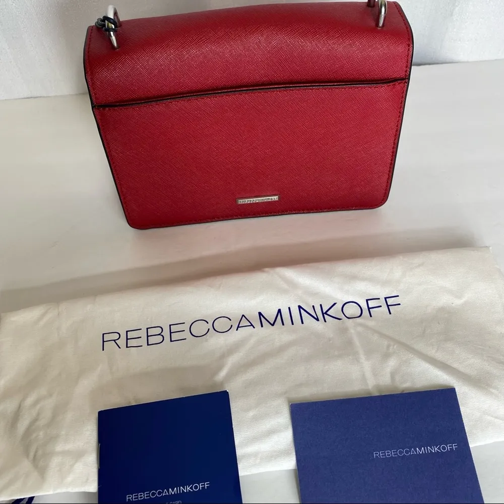 Rebecca Minkoff SM CHRISTY LEATHER SHOULDER BAG - RED IN SCARLET new w/ tag - Image 13