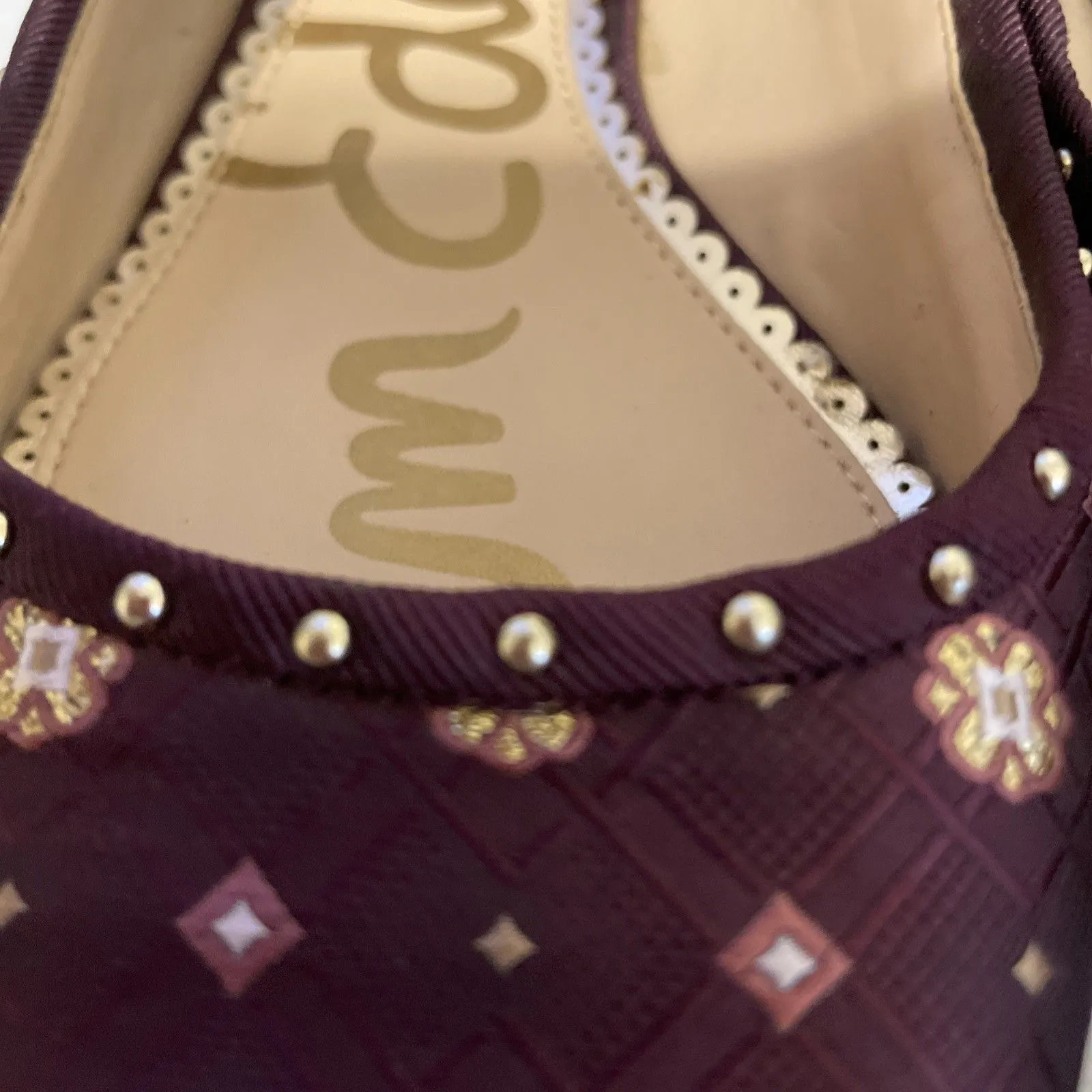 Sam Edelman Women's Rivera Flat Size 8 Gold & Burgundy Pointed Toe - Image 7