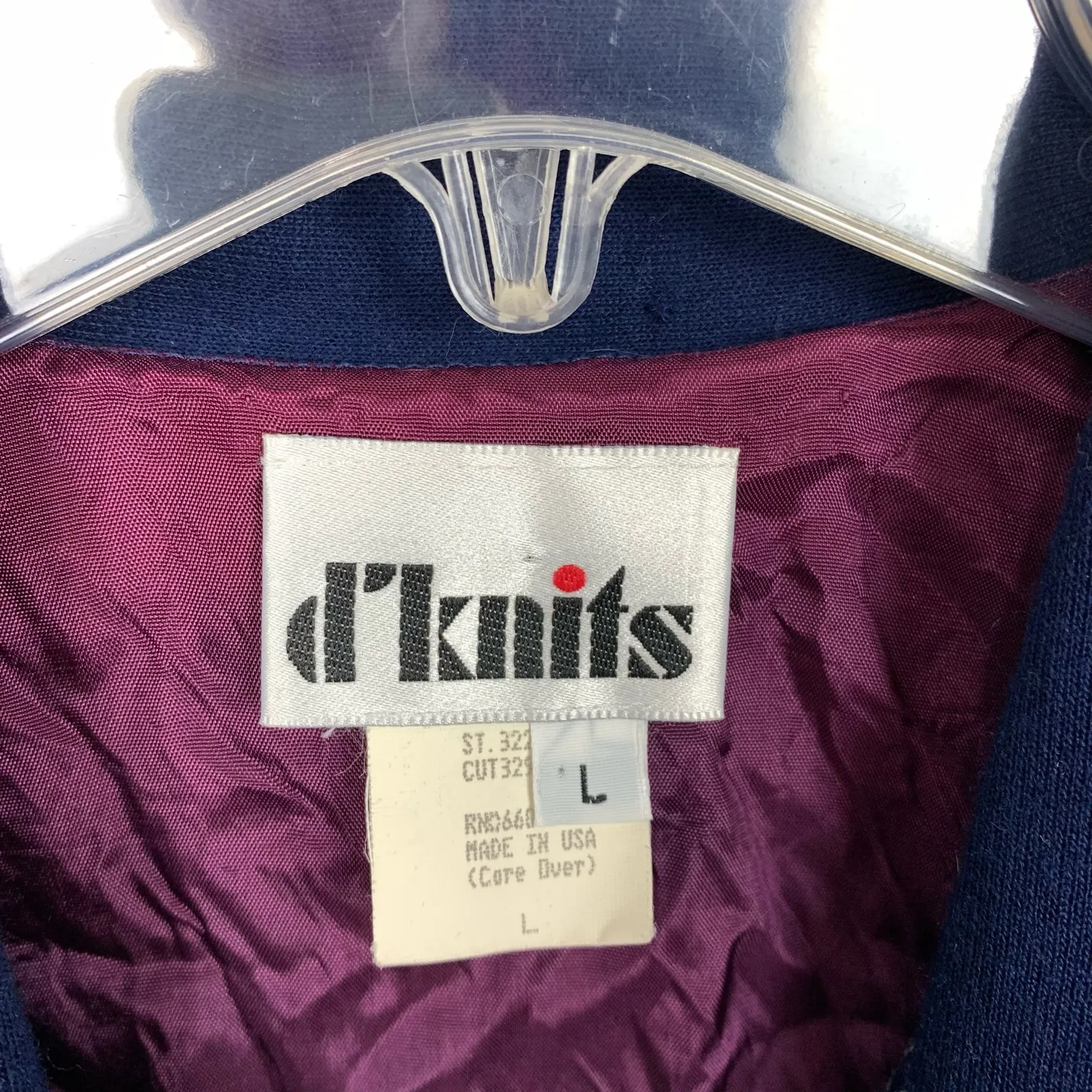 Vintage d'knits Womens Gingham Blazer 3 Button Navy White Notch Collar Medium Blue - Image 3