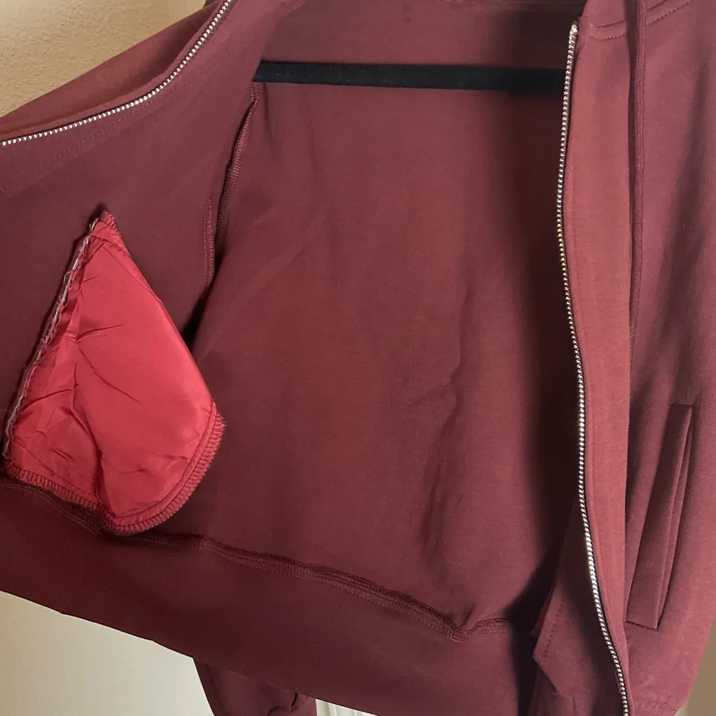 Woman’s Burgundy Hoodie and Skirt Set Size small Red - Image 8